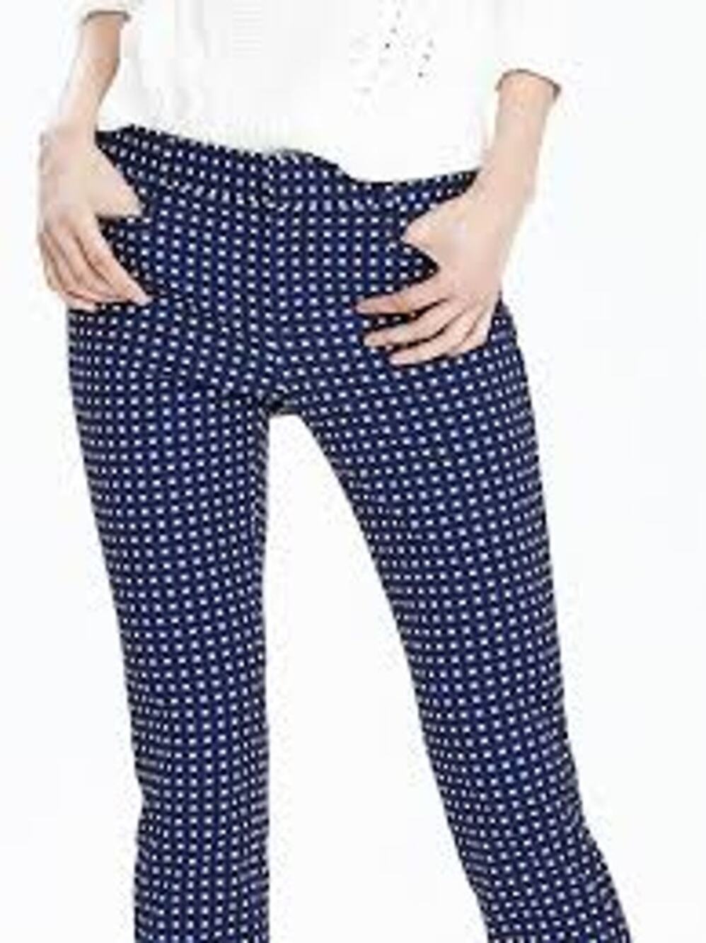 Banana Republic Sloan Fit Slim Ankle Pants Blue White Geometric Print Women’s 6